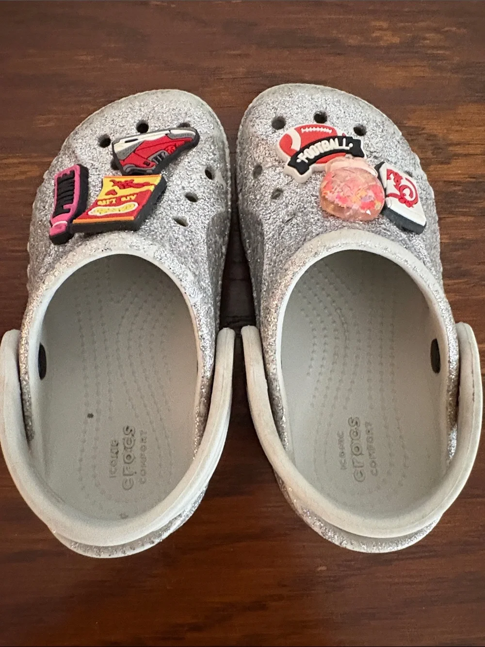 CROCS Classic Clog with Glitter and Jibbitz Charms Size 8
